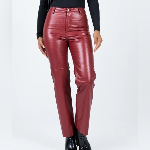 Princess Polly Macey Pants Burgundy (size 2) - Picture 1 of 6